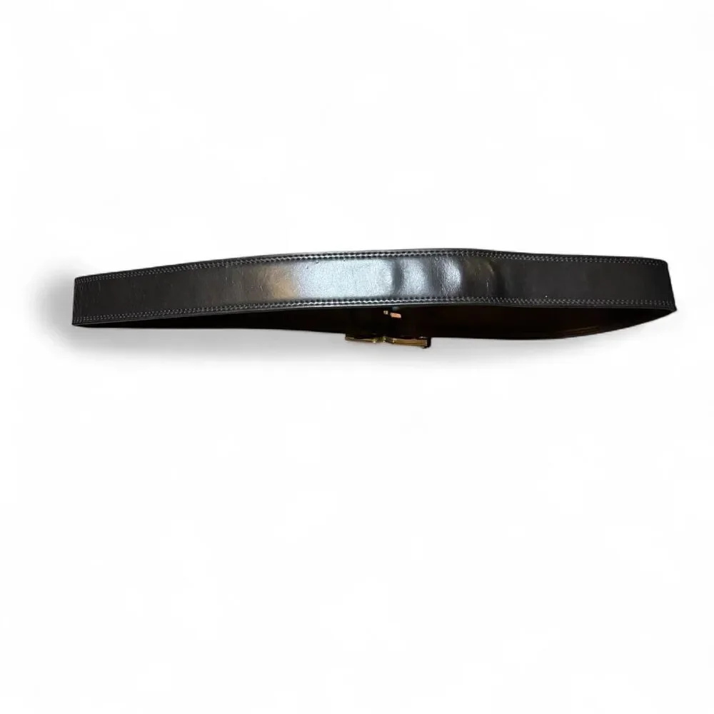 Men’s Size 36 Genuine Leather Reversible Black Brown Belt Silver Buckle